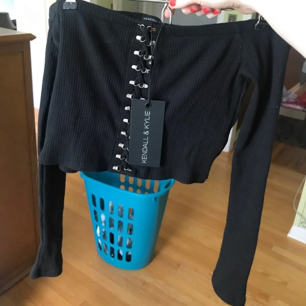 Kendall & Kylie off the shoulder black top